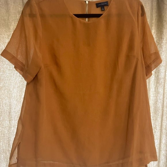 LIMITED Mustard Yellow Solid Paisley Exposed Zipper Dressy Blouse Career sz M - Picture 2 of 4